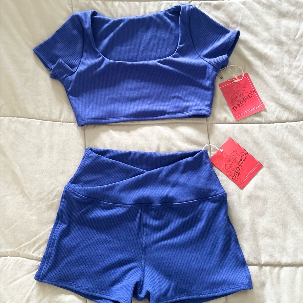 Blue Crop Top and Shorts Set